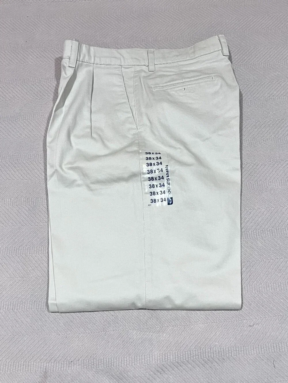 Dockers Pants Mens 38x34 Cream Khaki Vintage Double Pleated High Waist 90s New